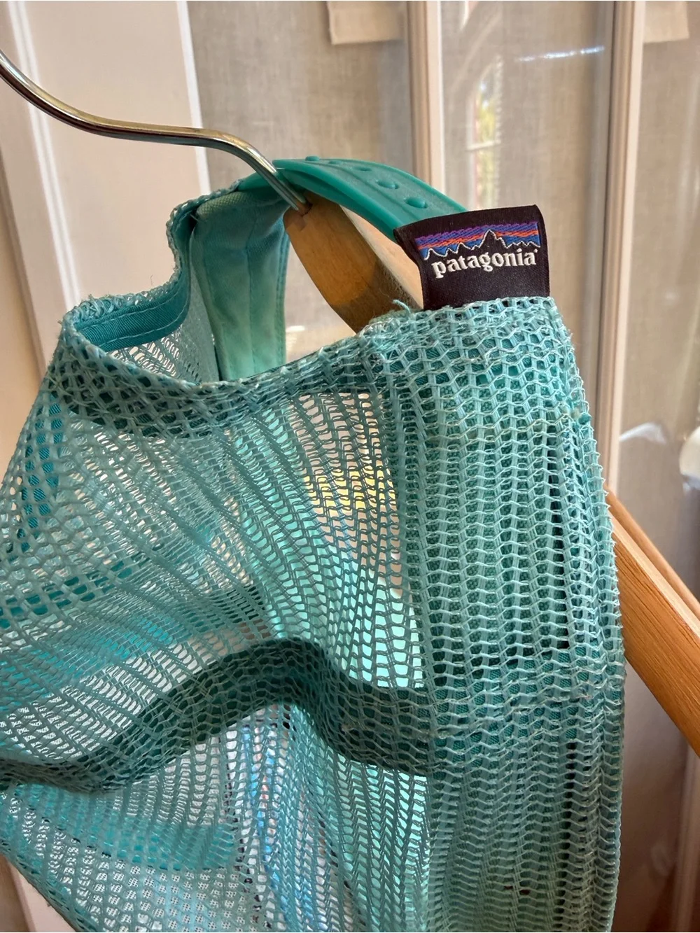 Patagonia Mesh Trucker Hat in Cream and Teal